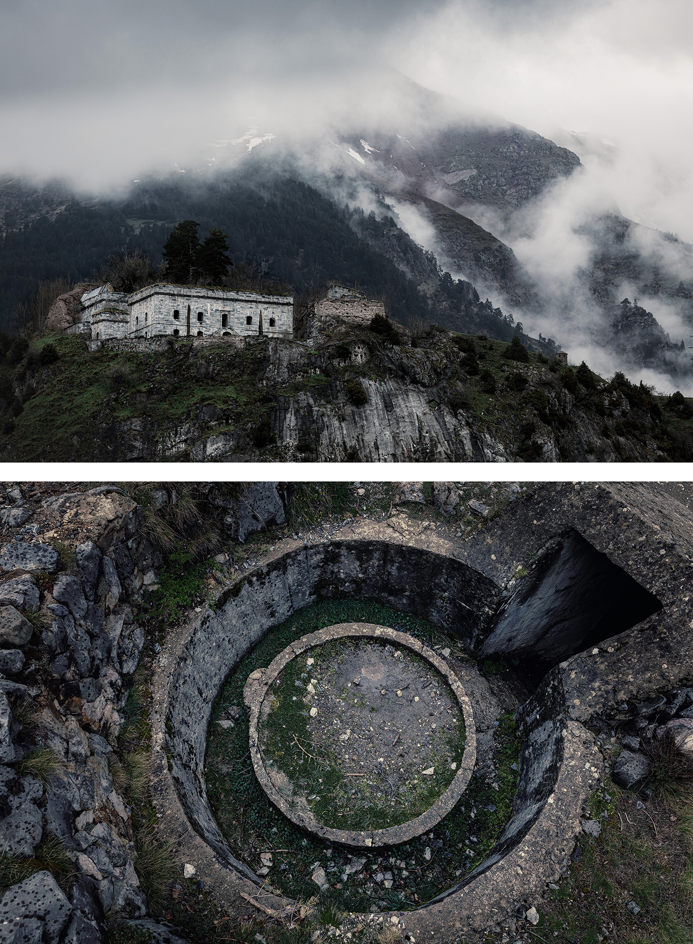 Díptico. Fuerte Coll de Ladrones y búnker para mortero. Fotografía: Manuel Santos Alguacil.