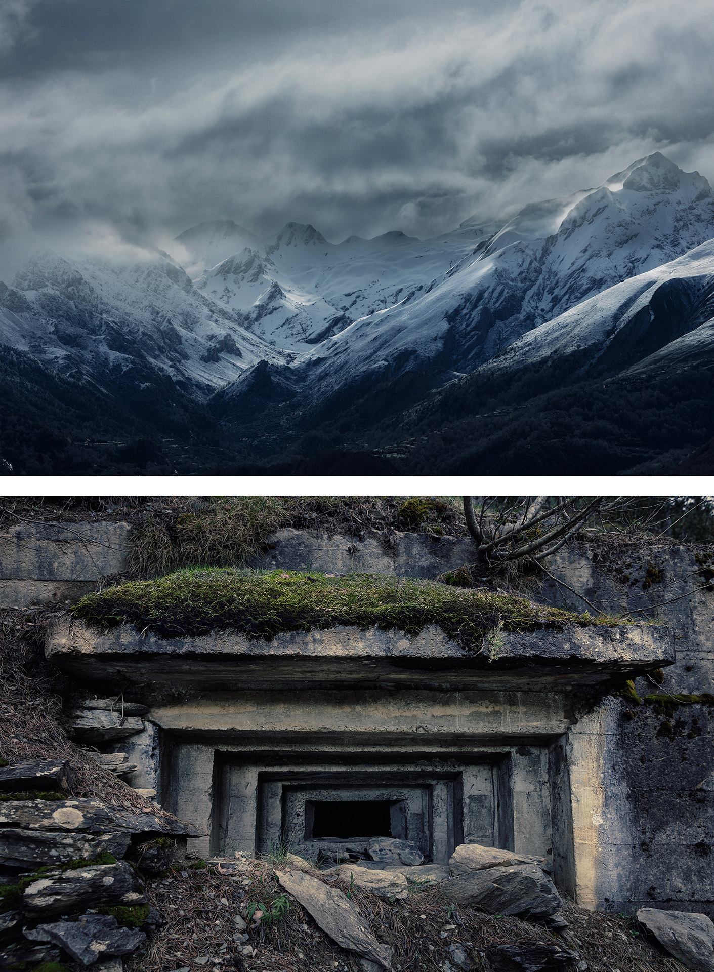 Díptico de paisaje y búnker para fusil-ametrallador, Castellar, Huesca.